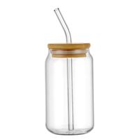 Transparent Glass Cup With Lid Glass Coffee Cup Straw Cup main image 3