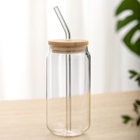 Transparent Glass Cup With Lid Glass Coffee Cup Straw Cup main image 4