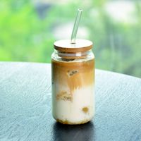 Transparent Glass Cup With Lid Glass Coffee Cup Straw Cup main image 5