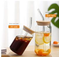 Transparent Glass Cup With Lid Glass Coffee Cup Straw Cup main image 2