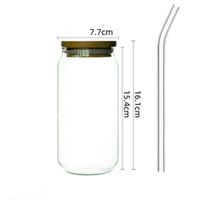 Transparent Glass Cup With Lid Glass Coffee Cup Straw Cup sku image 2
