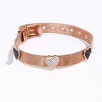 Vintage Style Heart Shape Stainless Steel Bangle Inlay Zircon Stainless Steel Bracelets 1 Piece main image 4