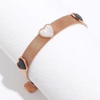 Vintage Style Heart Shape Stainless Steel Bangle Inlay Zircon Stainless Steel Bracelets 1 Piece main image 1