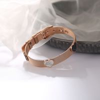 Vintage Style Heart Shape Stainless Steel Bangle Inlay Zircon Stainless Steel Bracelets 1 Piece main image 3