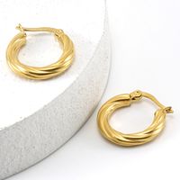 Fashion Round Titanium Steel Plating Hoop Earrings 1 Pair main image 5