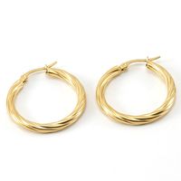 Fashion Round Titanium Steel Plating Hoop Earrings 1 Pair sku image 3