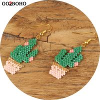 Women Earrings Creative Fashion Miyuki Rice Beads Woven Peacock Feather Ear Jewelry sku image 17