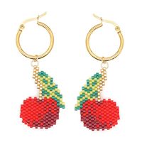 Women Earrings Creative Fashion Miyuki Rice Beads Woven Peacock Feather Ear Jewelry sku image 24