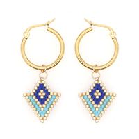 Women Earrings Creative Fashion Miyuki Rice Beads Woven Peacock Feather Ear Jewelry sku image 8