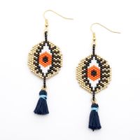 Women Earrings Creative Fashion Miyuki Rice Beads Woven Peacock Feather Ear Jewelry sku image 27