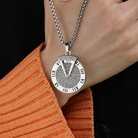 Fashion Dial Stainless Steel Necklace Plating Rhinestones Stainless Steel Necklaces main image 1