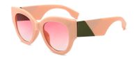 Women's Fashion Color Block Resin Round Frame Full Frame Sunglasses sku image 4