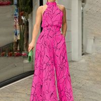 Women's Fashion Geometric Polyester Printing Jumpsuits main image 3