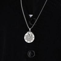 Fashion Dial Stainless Steel Necklace Plating Rhinestones Stainless Steel Necklaces main image 2