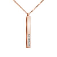 Simple Style Rectangle Stainless Steel Pendant Necklace Plating Inlay Artificial Diamond Stainless Steel Necklaces sku image 3