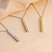 Simple Style Rectangle Stainless Steel Pendant Necklace Plating Inlay Artificial Diamond Stainless Steel Necklaces main image 1