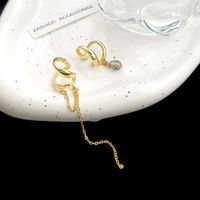 Fashion Geometric Tassel Alloy Inlay Glass Earrings sku image 1