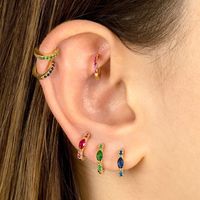 Simple Style Geometric Copper Hoop Earrings Gold Plated Rhinestones Copper Earrings main image 5