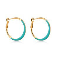 Simple Style Geometric Copper Hoop Earrings Enamel Copper Earrings sku image 5