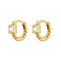 Fashion Square Copper Hoop Earrings Gold Plated Zircon Copper Earrings sku image 1