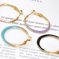 Simple Style Geometric Copper Hoop Earrings Enamel Copper Earrings main image 1