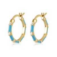 Simple Style Geometric Copper Hoop Earrings Enamel Plating Rhinestones Copper Earrings sku image 3