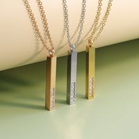Einfacher Stil Rechteck Rostfreier Stahl Halskette Mit Anhänger Überzug Inlay Künstlicher Diamant Edelstahl Halsketten main image 2