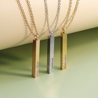 Style Simple Rectangle Acier Inoxydable Pendentif Placage Incruster Diamant Artificiel Acier Inoxydable Colliers main image 2