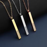 Simple Style Rectangle Stainless Steel Pendant Necklace Plating Inlay Artificial Diamond Stainless Steel Necklaces main image 3