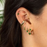 Simple Style Geometric Copper Hoop Earrings Gold Plated Rhinestones Copper Earrings main image 2