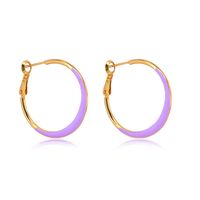 Simple Style Geometric Copper Hoop Earrings Enamel Copper Earrings sku image 4