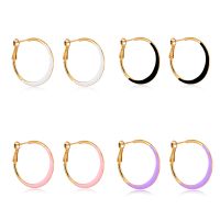 Simple Style Geometric Copper Hoop Earrings Enamel Copper Earrings main image 4