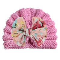 Children Unisex Fashion Bow Knot Printing Wool Cap main image 3