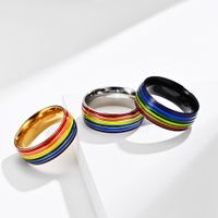 Fashion Rainbow Titanium Steel Rings Epoxy Stainless Steel Rings main image 5