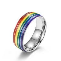 Fashion Rainbow Titanium Steel Rings Epoxy Stainless Steel Rings sku image 5