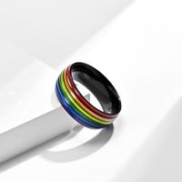 Fashion Rainbow Titanium Steel Rings Epoxy Stainless Steel Rings main image 4