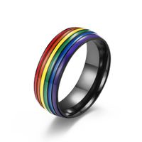Fashion Rainbow Titanium Steel Rings Epoxy Stainless Steel Rings main image 3