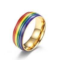 Fashion Rainbow Titanium Steel Rings Epoxy Stainless Steel Rings sku image 7