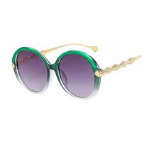 Women's Retro Color Block Resin Round Frame Full Frame Sunglasses main image 6