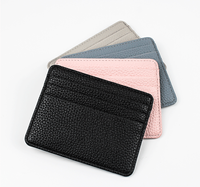 Unisex Pu Leather Solid Color Basic Square Card Holder main image 1