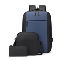 Business Solid Color Square Zipper Functional Backpack sku image 10