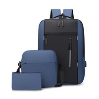 Business Solid Color Square Zipper Functional Backpack sku image 15