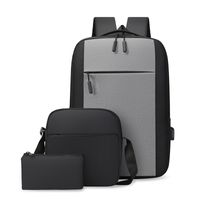 Business Solid Color Square Zipper Functional Backpack sku image 11