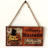 Wooden Crafts Halloween Carnival Night Pumpkin Witch Decoration Pendant sku image 4