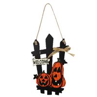 Halloween Wooden Pumpkin Black Cat Cemetery Castle Ghost Decoration Pendant main image 4