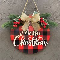 Creative Holiday Party Christmas Wooden Craft Bow Decoration Pendant main image 3