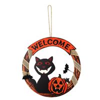 Halloween Wooden Pumpkin Black Cat Cemetery Castle Ghost Decoration Pendant sku image 5