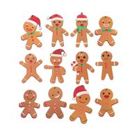 Handicraft Holiday Cartoon Gingerbread Man Christmas Wooden Ornament main image 3