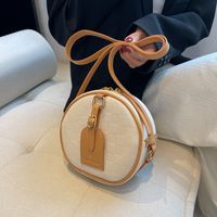 Women's Medium Pu Leather Lingge Fashion Round Zipper Crossbody Bag main image 3