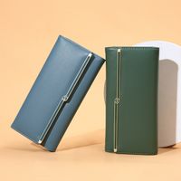 Women's Pu Leather Solid Color Fashion Square Flip Cover Long Wallet main image 3